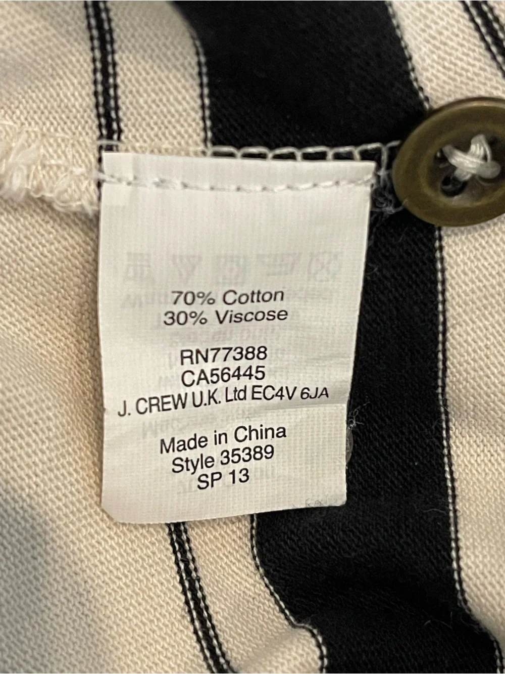 J. Crew Villa Dress – Black & White Striped – Sleeveless – Size Medium